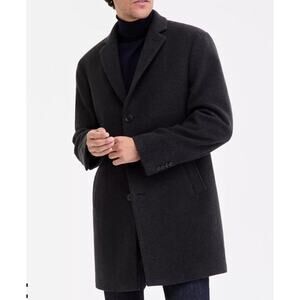 Calvin Klein Mens Prosper Wool Pea Coat Slim Fit 40L Charcoal Gray Overcoat NWOT